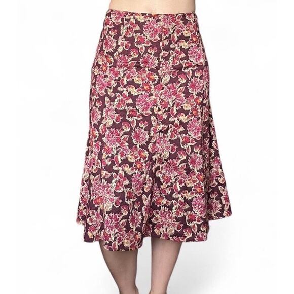 Vintage Liz Claiborne Silk Wool Blend Floral Women’s Midi Skirt Size 8 - Picture 1 of 6
